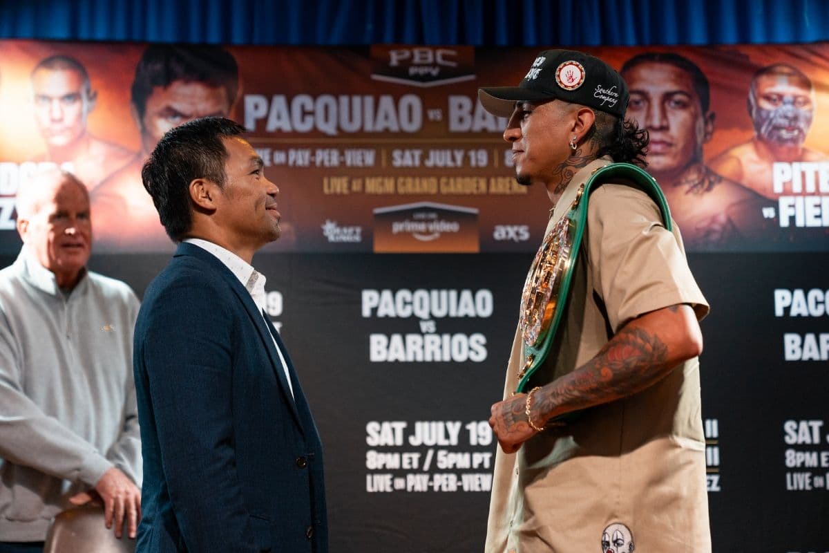 Photos: Manny Pacquiao, Mario Barrios - Face To Face in Las Vegas