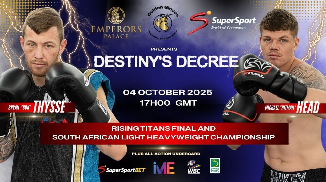 Bryan Thysse, Michael Head to rematch in Johannesburg Oct. 4