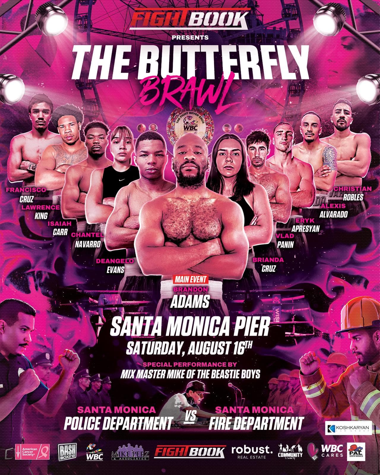 Brandon Adams Headlines Fightbook’s ‘Butterfly Brawl’ Card August 16 At Iconic Santa Monica Pier