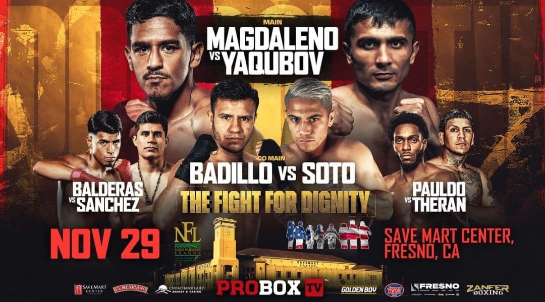 Muhammad Yaqubov vs. Jessie Magdaleno to headline Nov. 29 show