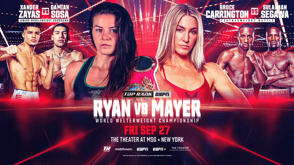 Sandy Ryan and Mikaela Mayer clash on Sept. 27 at MSG, Zayas and Carrington in card